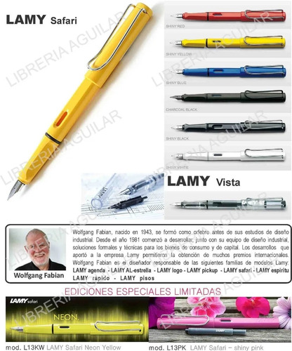 Lapicera Pluma Lamy Safari Lamy Vista Estilografica Colores