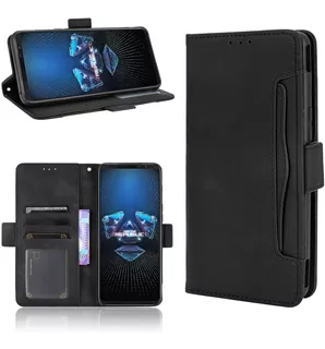 Funda Billetera De Cuero Para Asus Rog Phone 5 Pro Negra