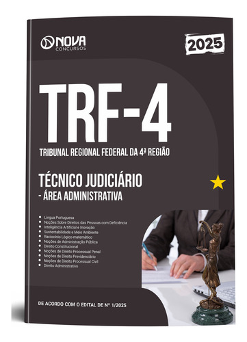 Apostila Trf-4 2025 - Técnico Judiciário - Área Administrativa Do Tribunal Regional Federal Da 4a Região - Editora Nova