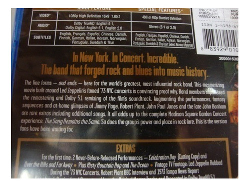 Blu-ray - Led Zeppelin - The Song Remains The Same - Lacrado