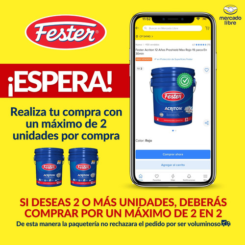 Fester Elastomérico Rojo A3 Impermeabilizante 4l