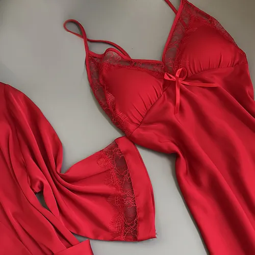 Nuevo Pijama De Seda Satinada Para Mujer, Bata, Ropa Interio