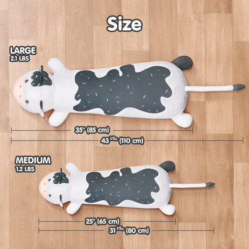 Almohada Peluche Kawaii Vaca Lechera 89 Cm Para Niños Color