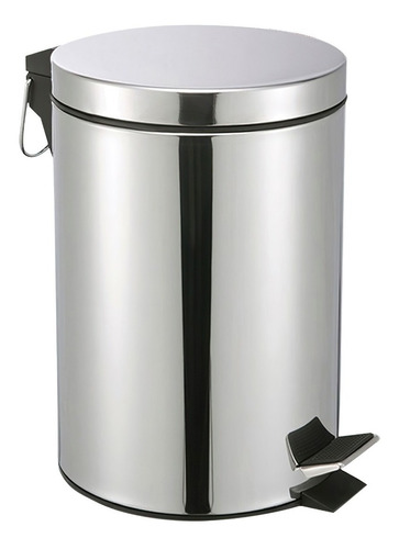 Lixeira Inox C/ Pedal E Balde Removível 12l Banheiro Cozinha Cor Cinza