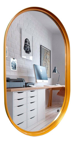 Espelho Oval Corpo Inteiro Com Moldura Em Metal 120x60 Luxo