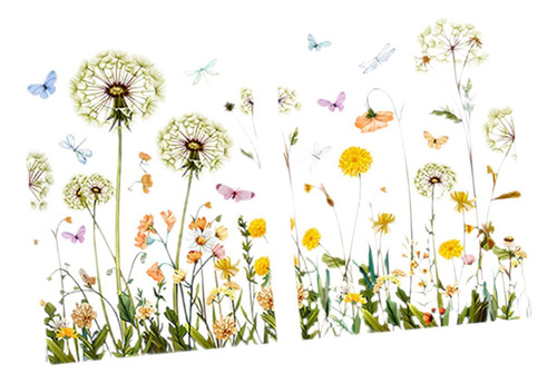 2 X 2x Garden Flowers Window Stickers Decorative Removable