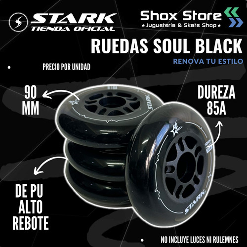 Rueda Rollers 90mm 85a Alto Rebote Profesional Stark Soul