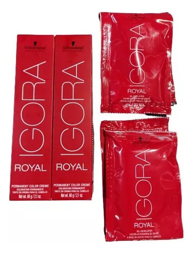 Pack 2 Tinturas Igora Royal Cobrizos + 2 Oxidantes 60ml