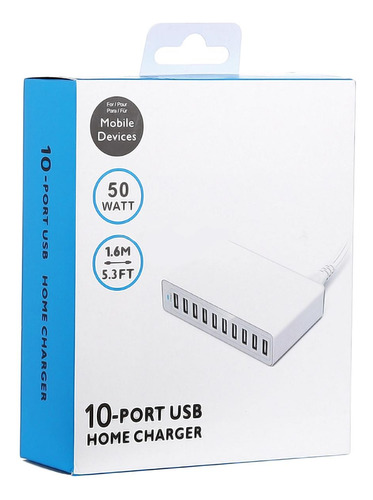 Potente Cargador Usb, Mxwcf-003, 3pzas, 10 Puertos Usb, 100-