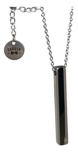 Collar Cadena Hombre Con Dije De Moda Aceroinoxidable Sarosa Color Barra Plateada