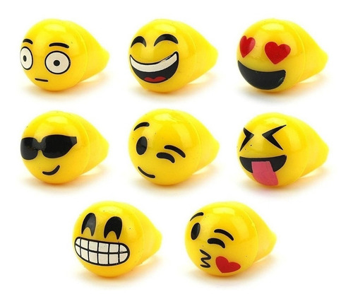 20 Anillos Emoji Led Color Amarillo