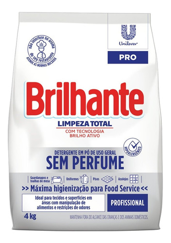 Detergente Em Pó Hipoalergênico Brilhante Prof Ação 4kg