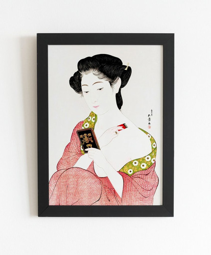 Quadro Arte Japonesa Mulher Aplicando Pó