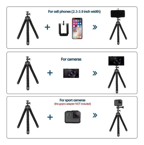 Trípode Flexible Para Teléfono Con Control Remoto Inalámbric