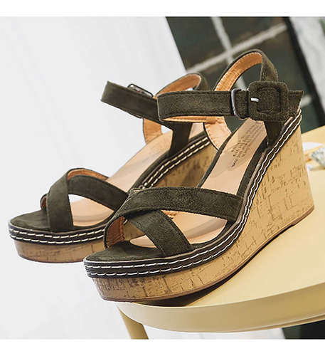 Sandalias De Cuña De Verano Transpirables Para Mujer, Zapato