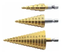 Comprar Brocas Escalonadas 3 Pz Acero Hss Recub.  Titanio 4-12\u002F20\u002F32
