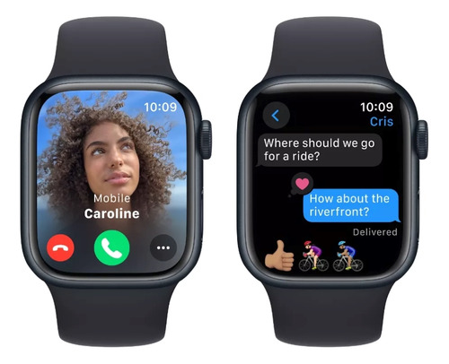 Apple Watch Series 9 GPS • Caja de aluminio color medianoche de 45 mm • Correa deportiva color medianoche - M/L