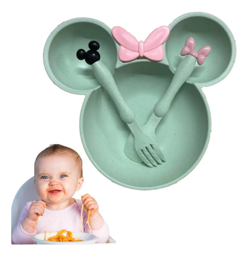 Plato + Cubierto Infantil Disney Verde