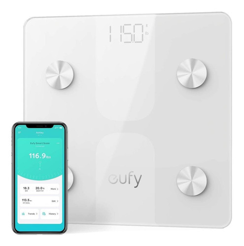 Imagen 2 de 2 de Báscula Eufy Smart Scale C1 blanca, hasta 180 kg