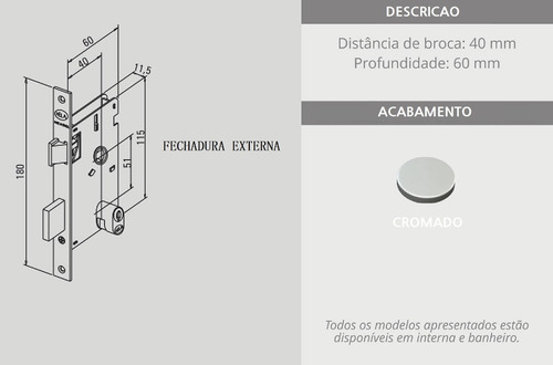 Fechadura Externa Cromada Italia 2019/17 Hela