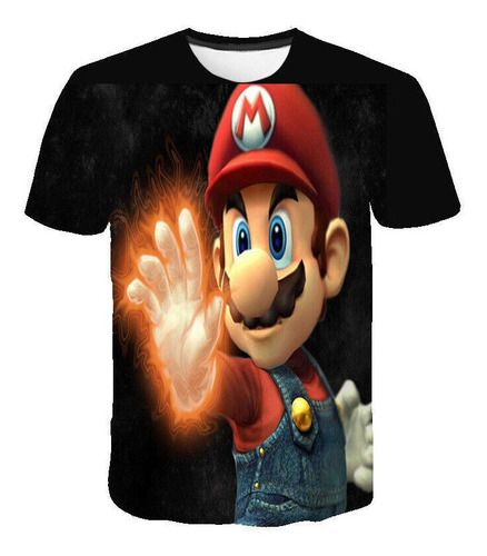 Camiseta 3d De Manga Corta De Super Mario Luigi Para Niños