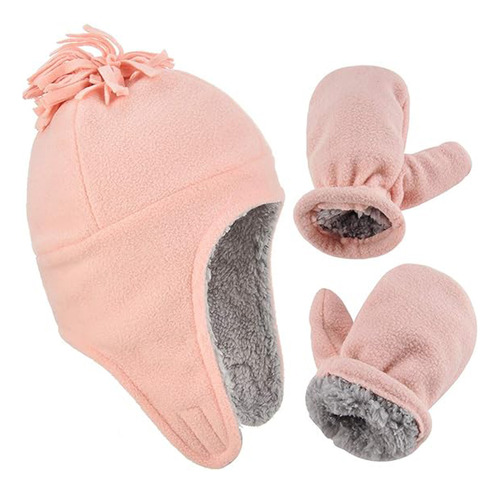 Gorro Y Guantes De Lana Polar Cálidos De 2 Piezas Para Niños