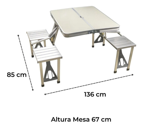Imagen 2 de 10 de Mesa Plegable Camping Con Sillas