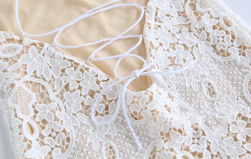 Vestido Talla M De Fiesta Con Encaje Blanco Nuevo Importado