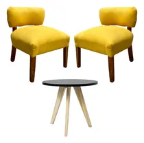 Comprar Juego Sillones Matera Pana Suave X2 + Mesa Ratona Moderna