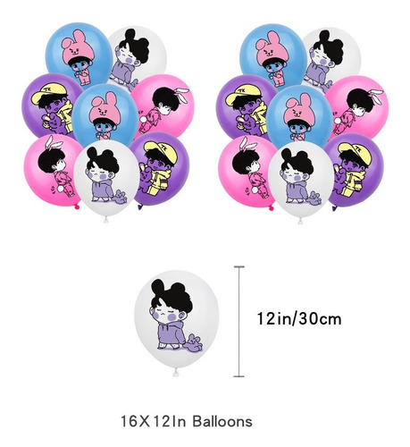 Kit Fiesta Bts Globos De Cumpleaños Infantil Decoración