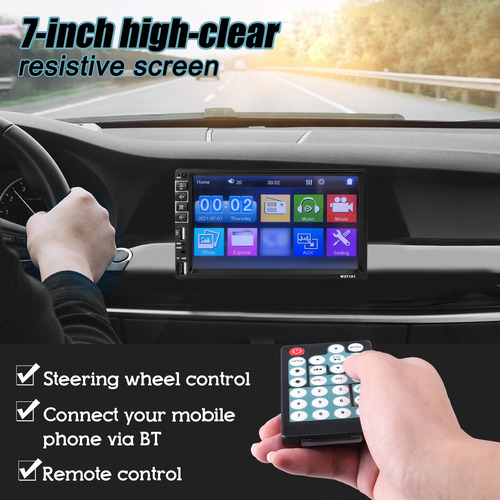 Receptor Radio Coche 7 Lcd Bt Mp5 Tf/usb/aux-in Control Vol