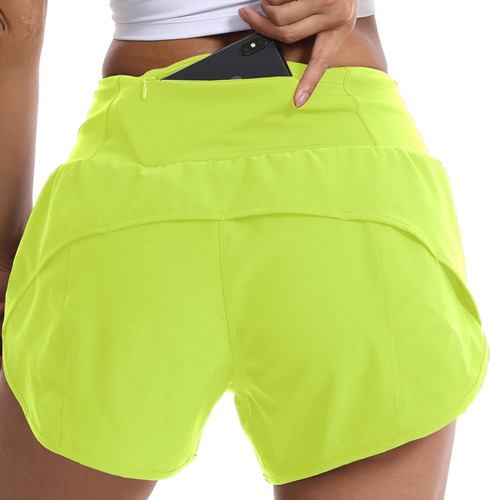 Short Kcutteyg Para Correr Color Amarillo Fosforescente