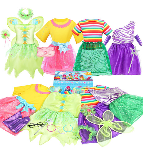 Teuevayl Little Girl Dress Up Trunk Set, 20pcs Girls Pretend