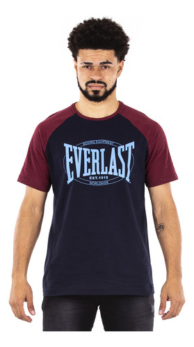 Camiseta Everlast Raglan Lettering Masculino - Vinho E Azul