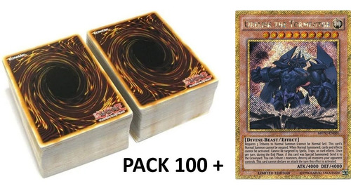 Pack 100 Cartas Yugioh + Dios Obelisco Tormentor Secret Gold