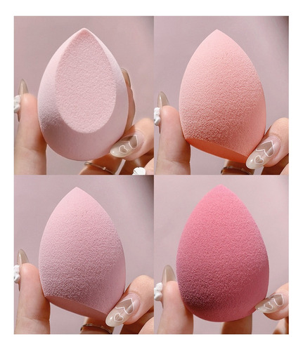 Esponjas Para Maquillaje 4 Pzs Bases Polvos Uso Seco Humedo Color Lavanda