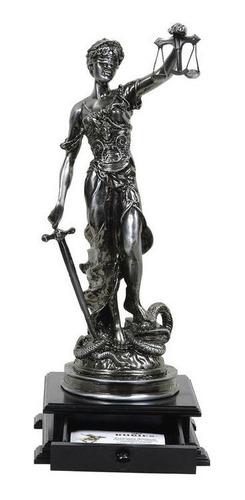 Imagen 4 de 5 de Tarjetero De La Justicia C/reloj Baño Bronce - Base Madera