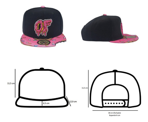 Imagem 4 de 5 de Boné Snapback Rhino Size Aba Reta Preto E Rosa Mordida