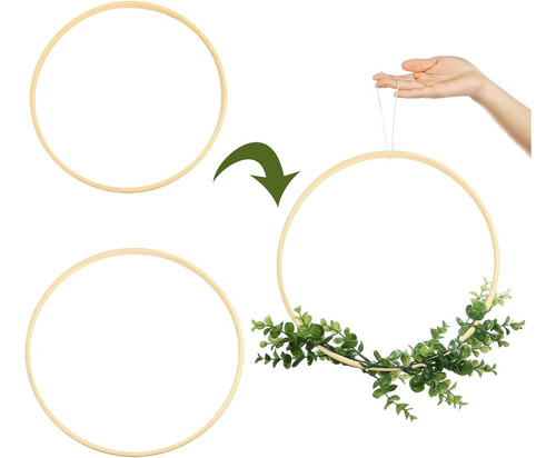 12pcs Aros De Madera De Bambú Anillos De Macramé 25cm 30cm