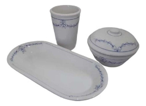 Kit Para Banheiro Em Porcelana Espanhola 3 Peças Decorativo