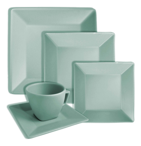 Set 30 Piezas Juego Vajilla Porcelana Baul Quartier Menta