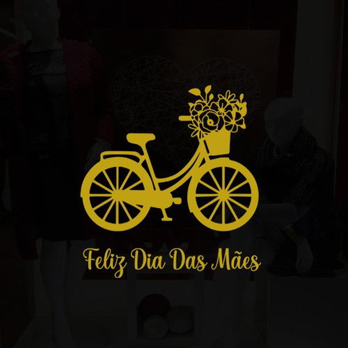 Adesivo Para Vitrine Feliz Dia Das Mães Bicicleta M