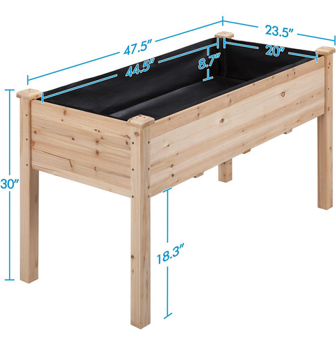 1 Maceta Elevada De Madera Para Horticultura De 48 X 24 X 30