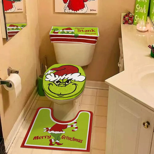 Juego De Baño Navideño Grinch Con Tapete