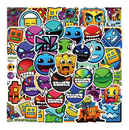 Geometry Dash Calcomania Stickers Pvc Contra Agua Videojuego