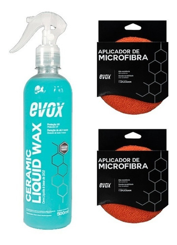 Imagem 1 de 2 de Kit Cera Ceramic Liquid Wax Evox + 2 Aplicadores Microfibra
