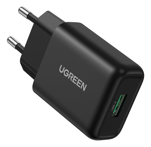 Carregador Rápido Ugreen Porta Usb A Turbo 18w Qc 3.0 Preto