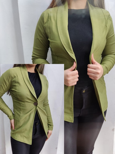 Blazer Largo Bengalina Verde Militar 1 Al 6