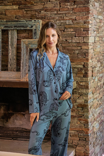 Pijama Camisero Modal Estampado Bianca Secreta 25516