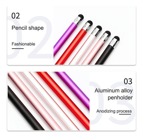 Lápiz Óptico Para Pantallas Táctiles 2 En 1 Puntas De Goma C
